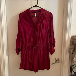 Xhilaration Maroon/Burgandy Romper With Pockets Size Large
